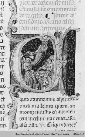 Missale Romanum : Textseite mit historisierter Initiale U: Himmelfahrt Christi