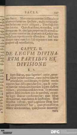 Capvt. II. De Legvm Divinarvm Partibvs Et Divisione.