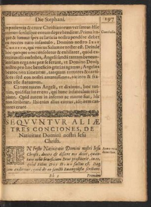 Sequuntur Aliae Tres Conciones, De Nativitate Domini nostri Iesu Christi.