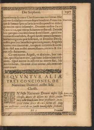 Sequuntur Aliae Tres Conciones, De Nativitate Domini nostri Iesu Christi.