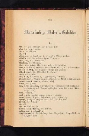 Wörterbuch zu Weitert's Gedichten.