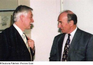 Prof. Thomas Bürger (Generaldirektor der SLUB Dresden) im Gespräch mit Prof. Siegbert Liebig (Vorsitzender des Kuratoriums der SLUB)