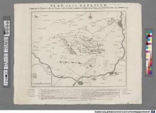 Plan De La Bataille, Gagnée par Sa Majesté le Roi De Prusse, contre les Armées combinées de l'Empire & de France, prés de Rosbach, le 5. Novembre 1757.
