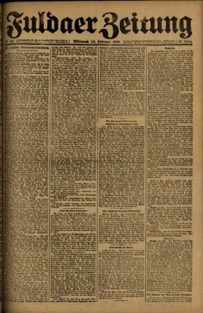 Erste Ausgabe vom Mittwoch, den 26. Februar 1919.
