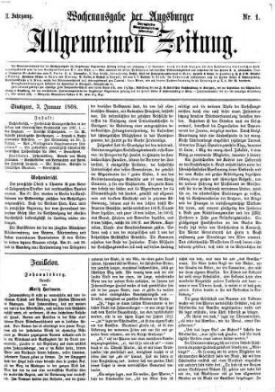 Augsburger allgemeine Zeitung. Wochenausgabe der Augsburger allgemeinen Zeitung. 1868 = Jg. 2