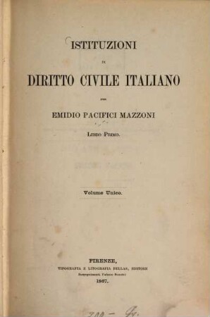 Istituzioni di diritto civile Italiano, 1