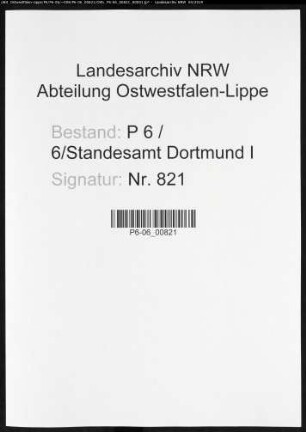 Sterberegister Standesamt Dortmund-Mitte I