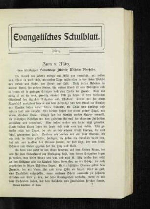 Zum 8. März : dem 90jährigen Geburtstage Friedrich Wilhelm Dörpfelds