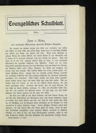 Zum 8. März : dem 90jährigen Geburtstage Friedrich Wilhelm Dörpfelds