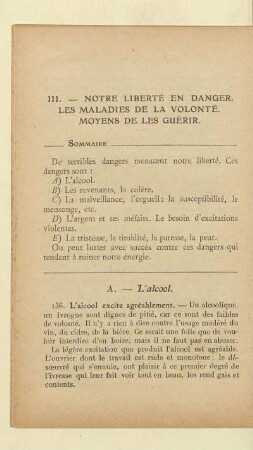 III. - Notre liberté en danger. Les maladies de la volonté. Moyens de les guérir