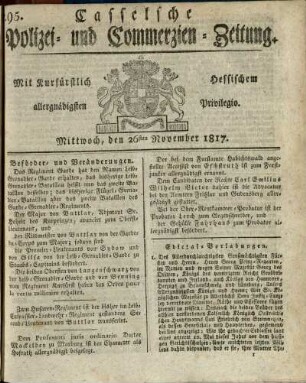Nr. 95, Mittwoch, den 26sten November 1817
