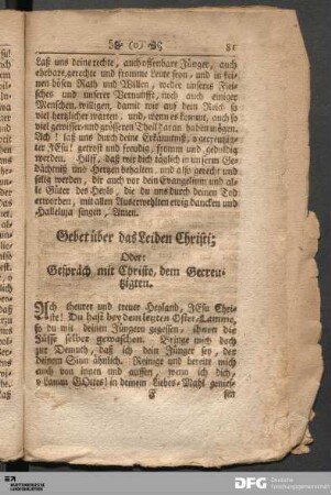 Gebet über das Leiden Christi [...].