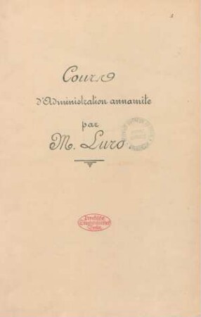 Cours d'administration annamite