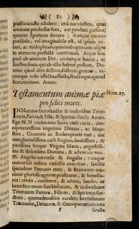 81-91, Num.27. Testamentum animae piae pro felici morte.