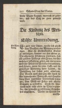 Die Kleidung des Menschen. Eilffte Unterredung