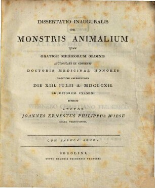 Diss. inaug. de monstris animalium