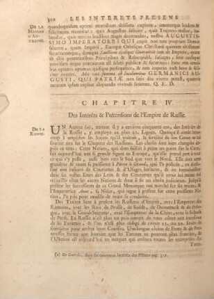 Chapitre IV. Des Intérets & Prétensions de l'Empire de Russie.