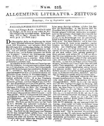 Praktische Bibliothek für Prediger die ihr Amt in und außer der Kirche zweckmäßig verwalten wollen. Bd. 1-2. Gotha: Ettinger 1803-04