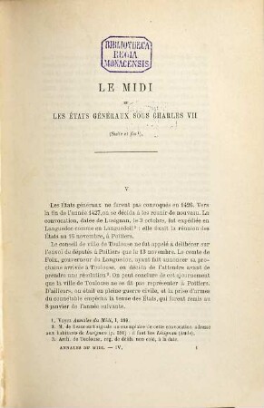 Annales du midi : revue archéologique, historique et philologique de la France méridionale. 4. 1892