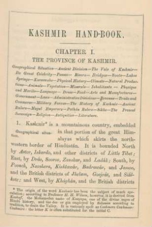 Chapter I. The province of Kashmir