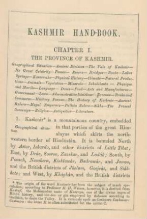 Chapter I. The province of Kashmir