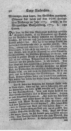 Meinungen eines Layen, den Geistlichen zugeeignet.