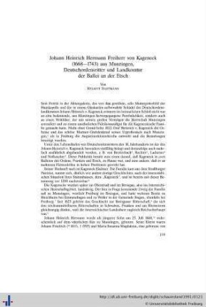 Johann Heinrich Hermann Freiherr von Kageneck (1668-1743) aus Munzingen, Deutschordensritter und Landkomtur der Ballei an der Etsch.
