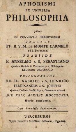 Aphorismi Ex Universa Philosophia