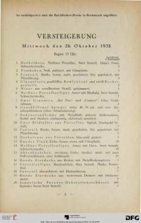 Mittwoch, den 26. Oktober 1938, Beginn 15 Uhr (Nr. 1-283)