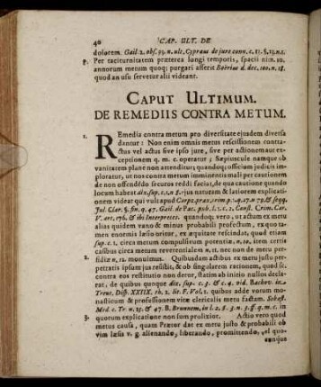 Caput Ultimum. De Remediis Contra Metum.