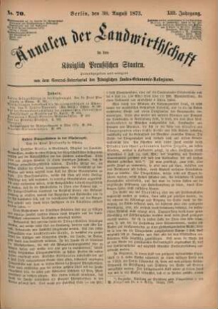 No. 70. Berlin, den 30. August 1873. XIII. Jahrgang.