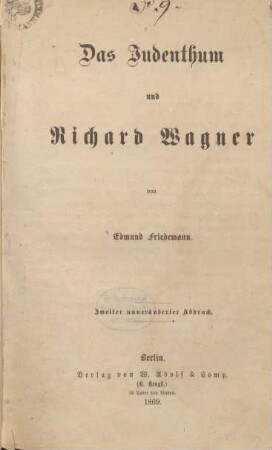 Das Judenthum und Richard Wagner