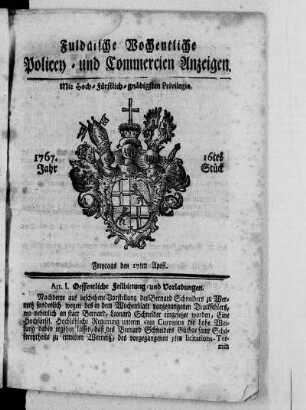 16tes Stück, Ausgabe vom 17. April 1767