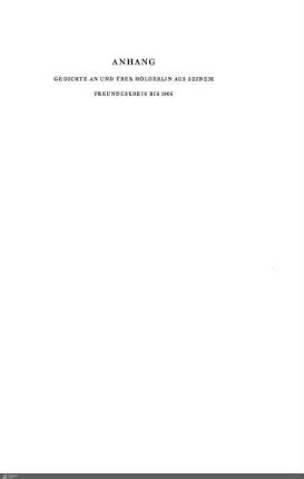 Gedichte an und über Hölderlin aus seinem Freundeskreis bis 1806
