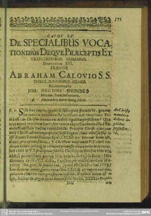 Caput XV. De Specialibus Vocationibus Deque Praeceptis Et Traditionibus Humanis