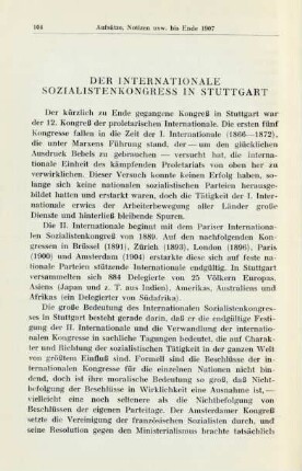 Der Internationale Sozialistenkongress In Stuttgart