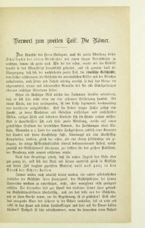 Vorwort zum zweiten Teil: Die Römer