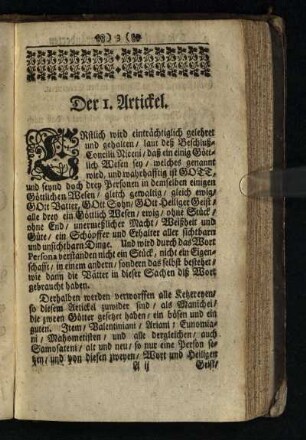 Der I. Artickel [- 28. Artickel]