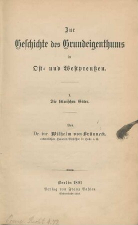 1: Die kölmischen Güter