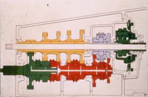 Schemazeichnung: Traktor, Antriebs- und Anbausystem, Getriebe