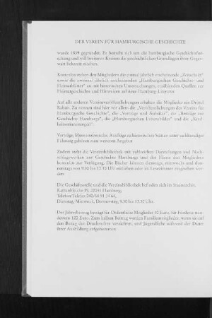 Der Verein für Hamburgische Geschichte