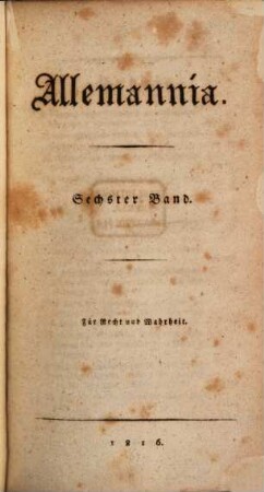 Allemannia : für Recht u. Wahrheit, 6. 1816