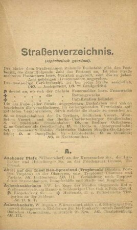 Straßenverzeichnis