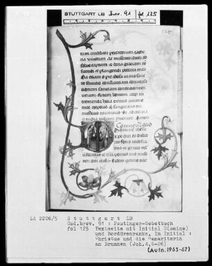 Gebetbuch des Konrad Peutinger — Initiale D (omine), darin Christus und die Samariterin, Folio 125recto