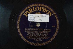 Tannhäuser : 2. Akt, Einleitung und Arie der Elisabeth: "Dich, teure Halle, grüß ich wieder" / (R. Wagner)