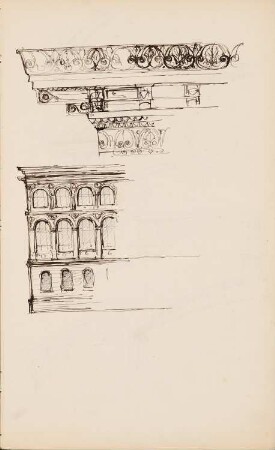 Fassade: Ansicht, Details Gesims (aus: Skizzenalbum 3)