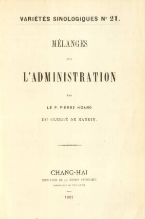 Mélanges sur l'administration