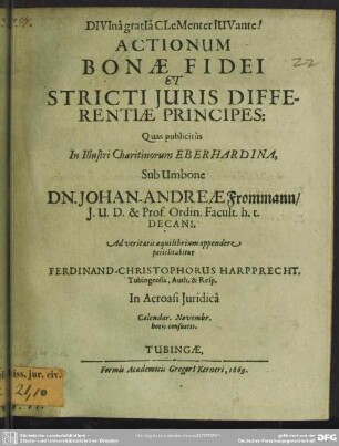 Actionum bonae fidei et stricti juris differentiae principes
