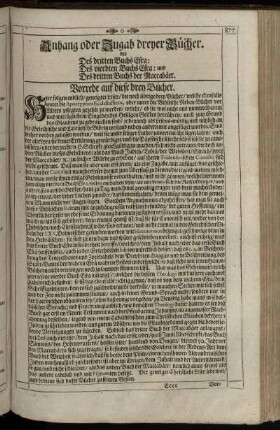 Anhang oder Zugab dreyer Buecher. Als Des Dritten Buchs Esra: Des vierdten Buchs Esra: und Des dritten Buchs der Maccabaeer