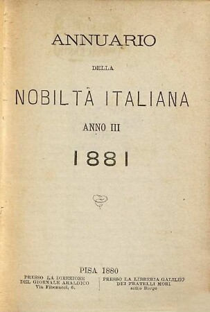 Annuario della nobiltà italiana, 1881